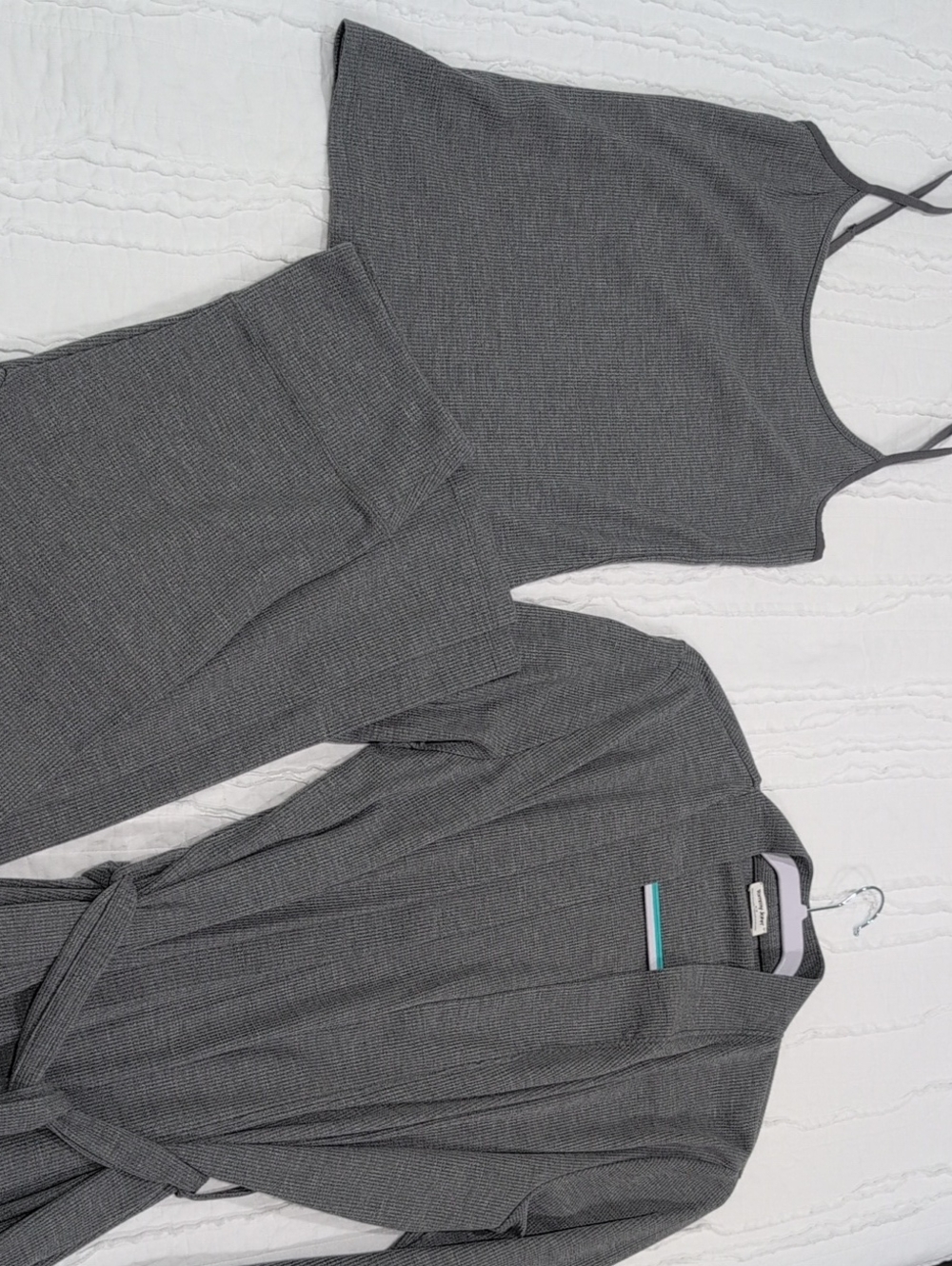 Tommy John Charcoal Grey Waffle 3-Piece Sleep Set - Tank, Pants & Robe